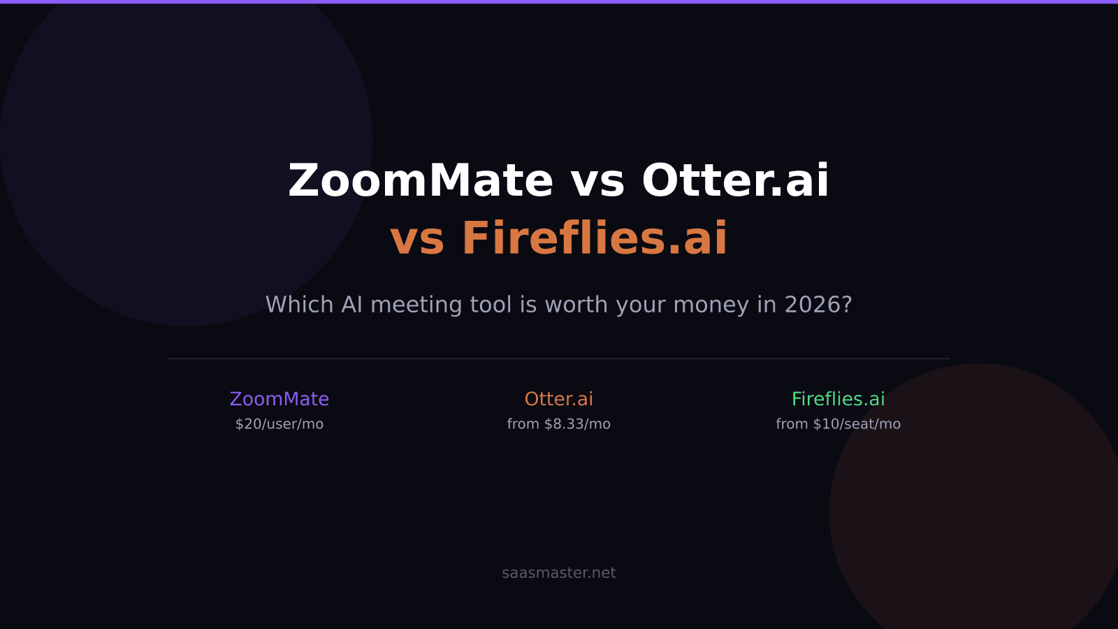 ZoomMate vs Otter.ai vs Fireflies.ai: Best AI Meeting Tool in 2026