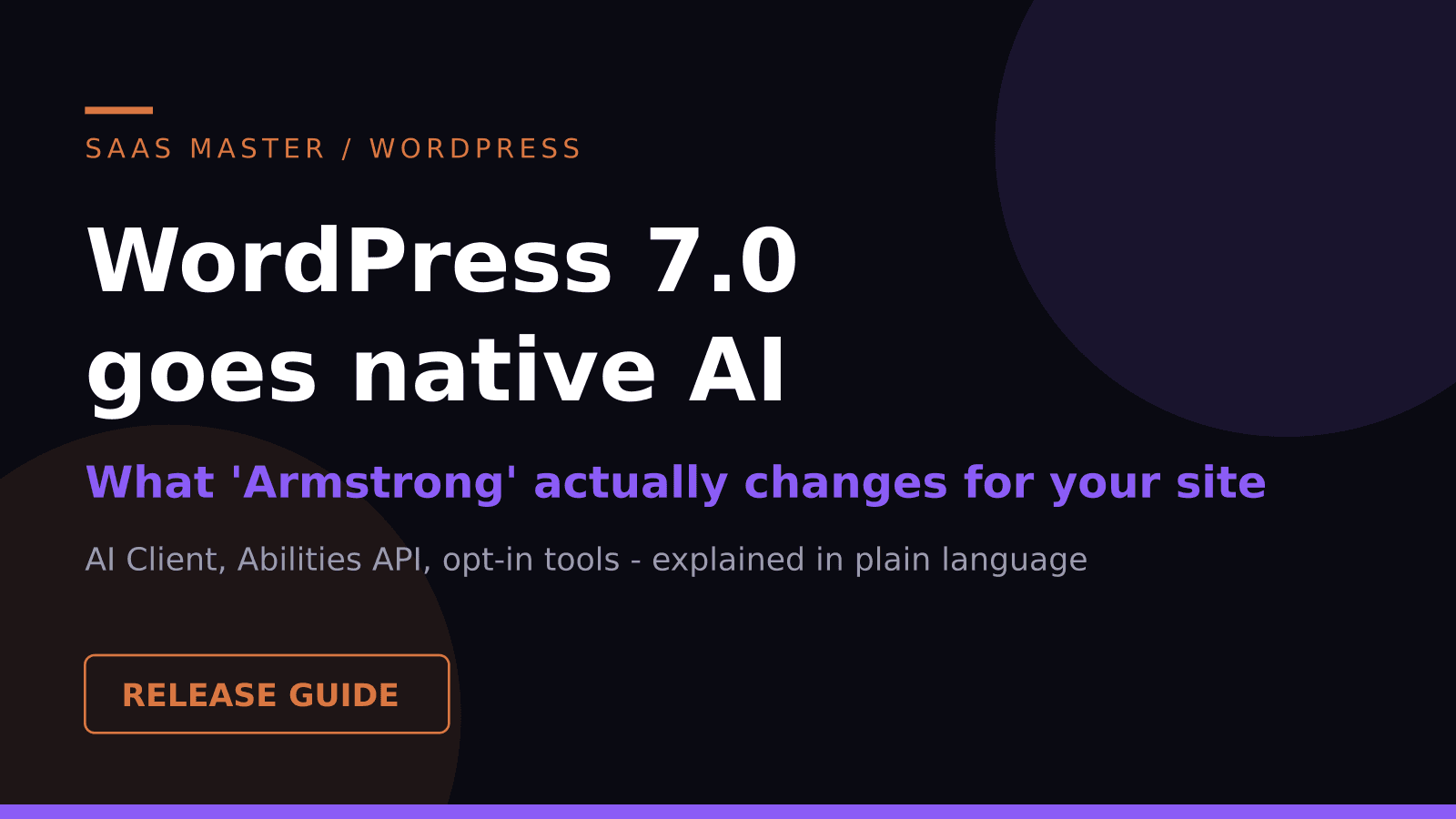 WordPress 7.0 'Armstrong' Goes Native AI: What It Actually Changes for Your Site