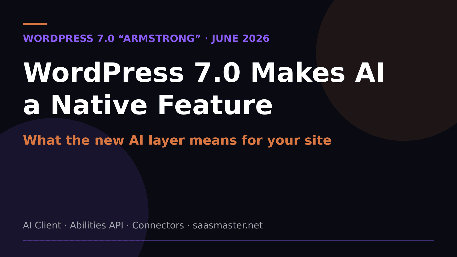WordPress 7.0 “Armstrong”: What the New Native AI Layer Means for Your Site