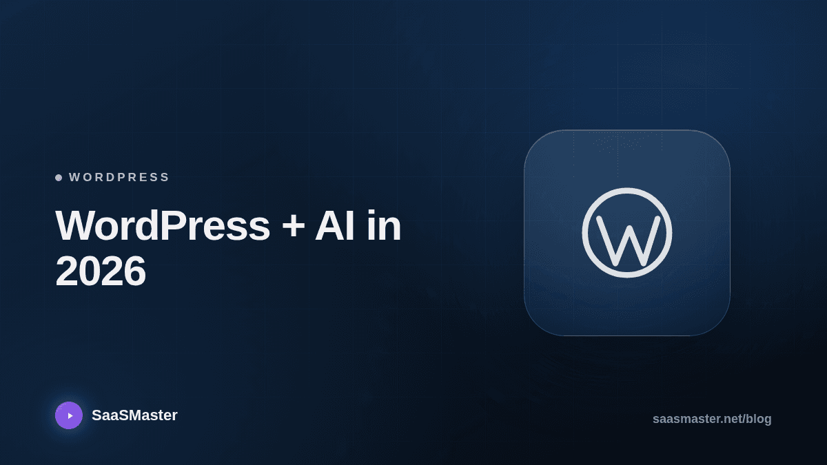 WordPress logo connected to AI circuitry illustration