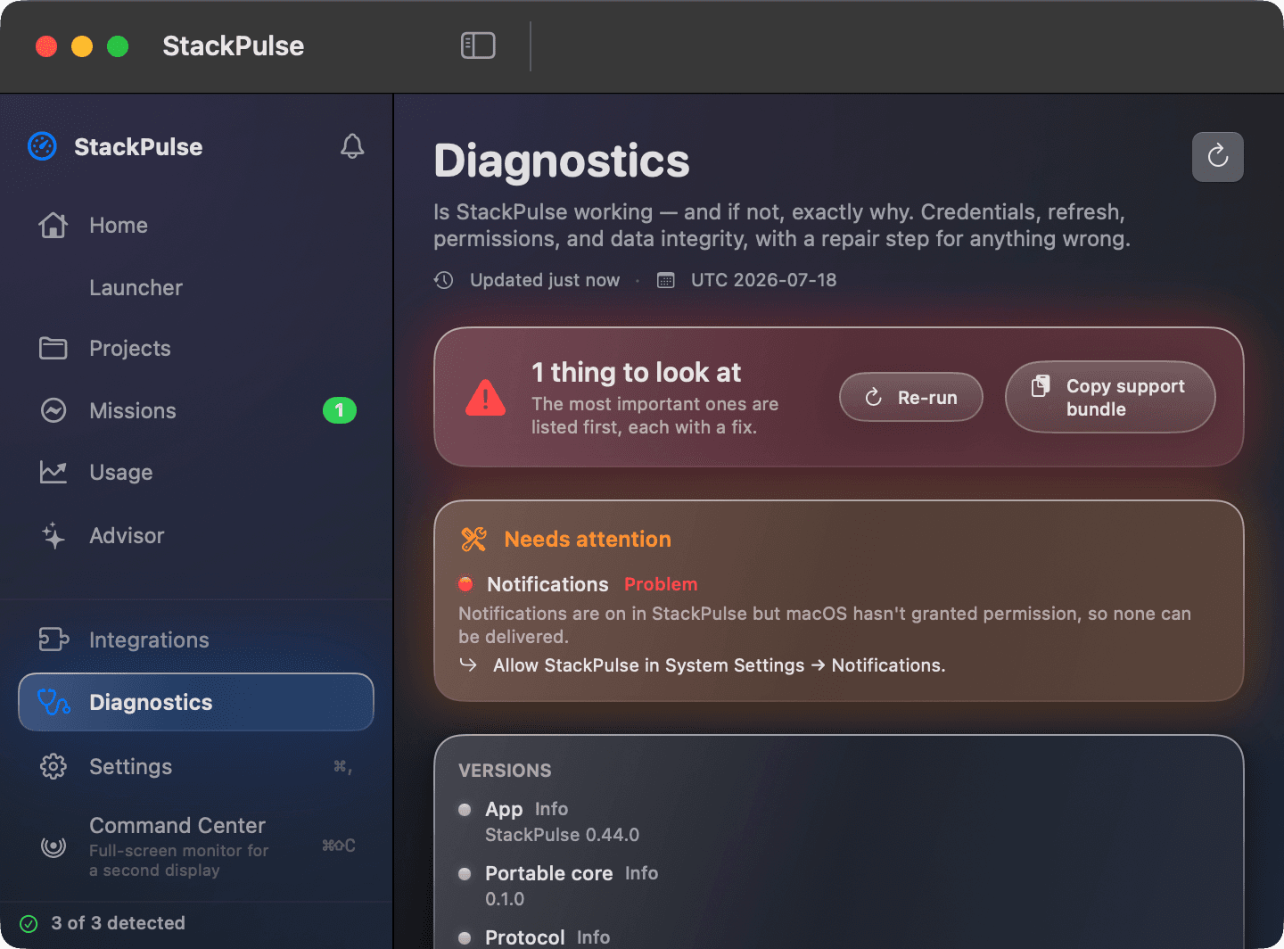StackPulse — Diagnostics